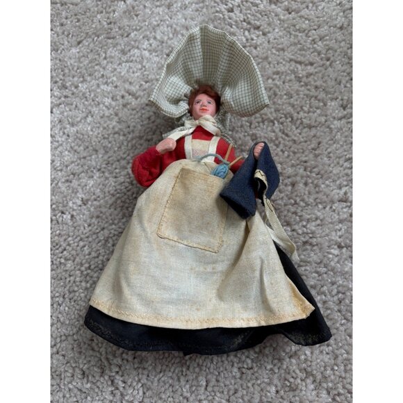 Vintage Cornish Bal Maiden Doll W Bonnet,Apron Shallowpool Handicrafts - Picture 1 of 11
